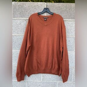 Chatham Road Sweater Mens 2XL Cotton Cashmere Blend Brown Pullover V-Neck Preppy